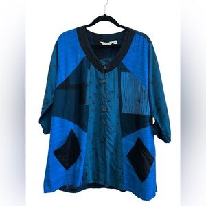 Vintage Lynz Patchwork Art to Wear Rayon Tunic Lagenlook Boho